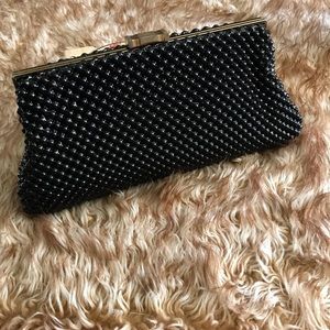 Vintage black beaded clutch bag